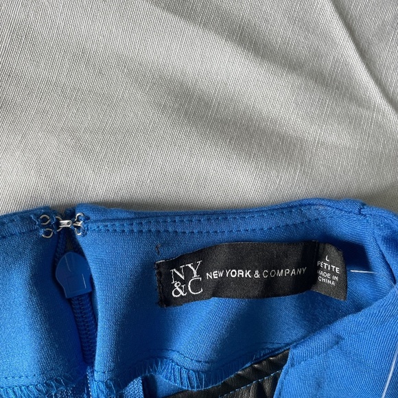 New York & Company Tall V-Neck Belted Flare Dress Super-flex Sz L/Petite - Picture 11 of 16